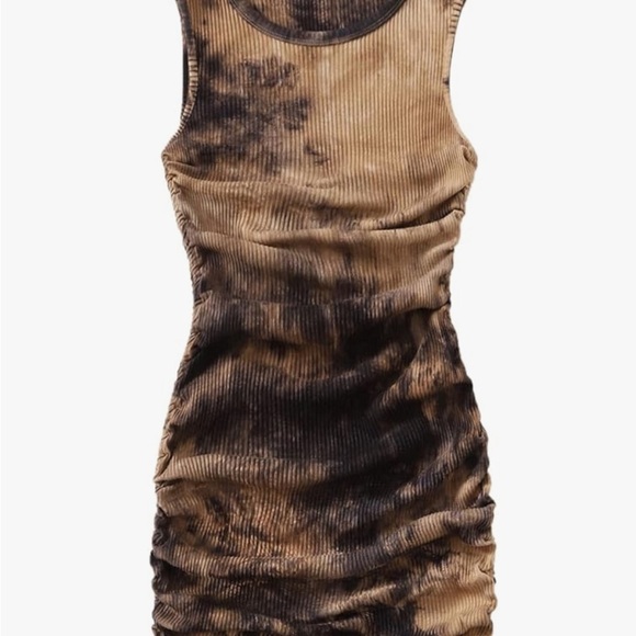 Ruched Bodycon Mini Ribbed Knit Sleeveless Drawstring Short Tank Dresses
8055 - Picture 6 of 6